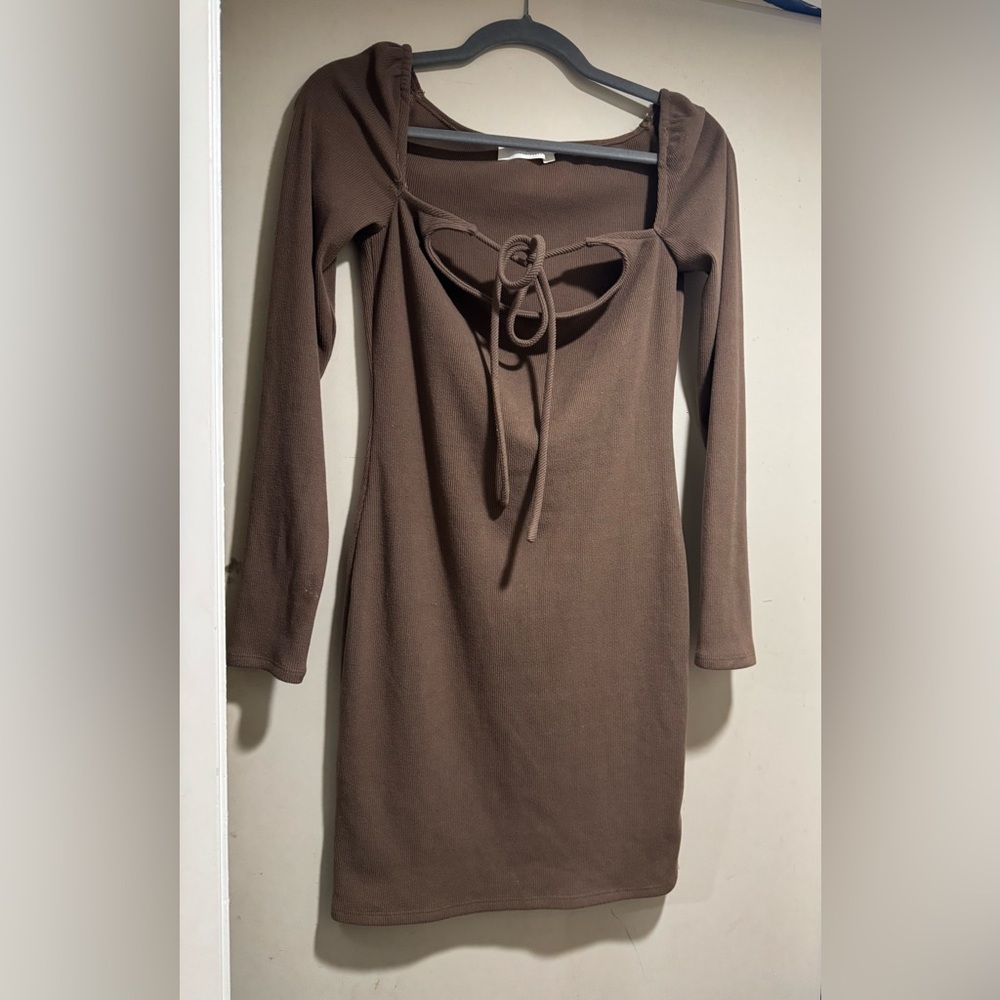 Brown Long Sleeve Dress